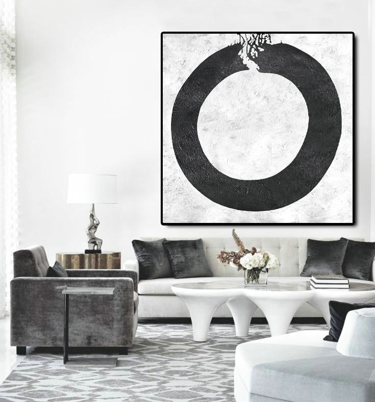Original Extra Large Wall Art,Oversized Minimal Black And White Painting,Contemporary Art Canvas Painting #Q2Z2